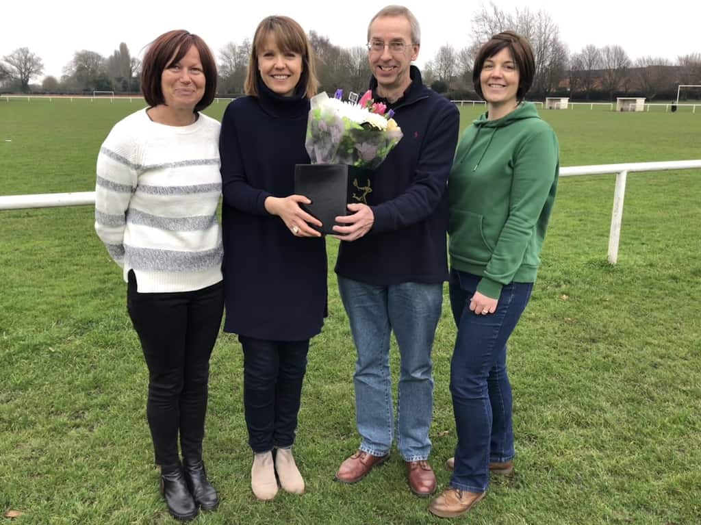 Taking care of Charter Standard business: (left to right) new charter standard officer, Lucy Abbott, retiring officer Claire Papps, club chairman, Ted Bowen and welfare officer, Angharad Briscoe.